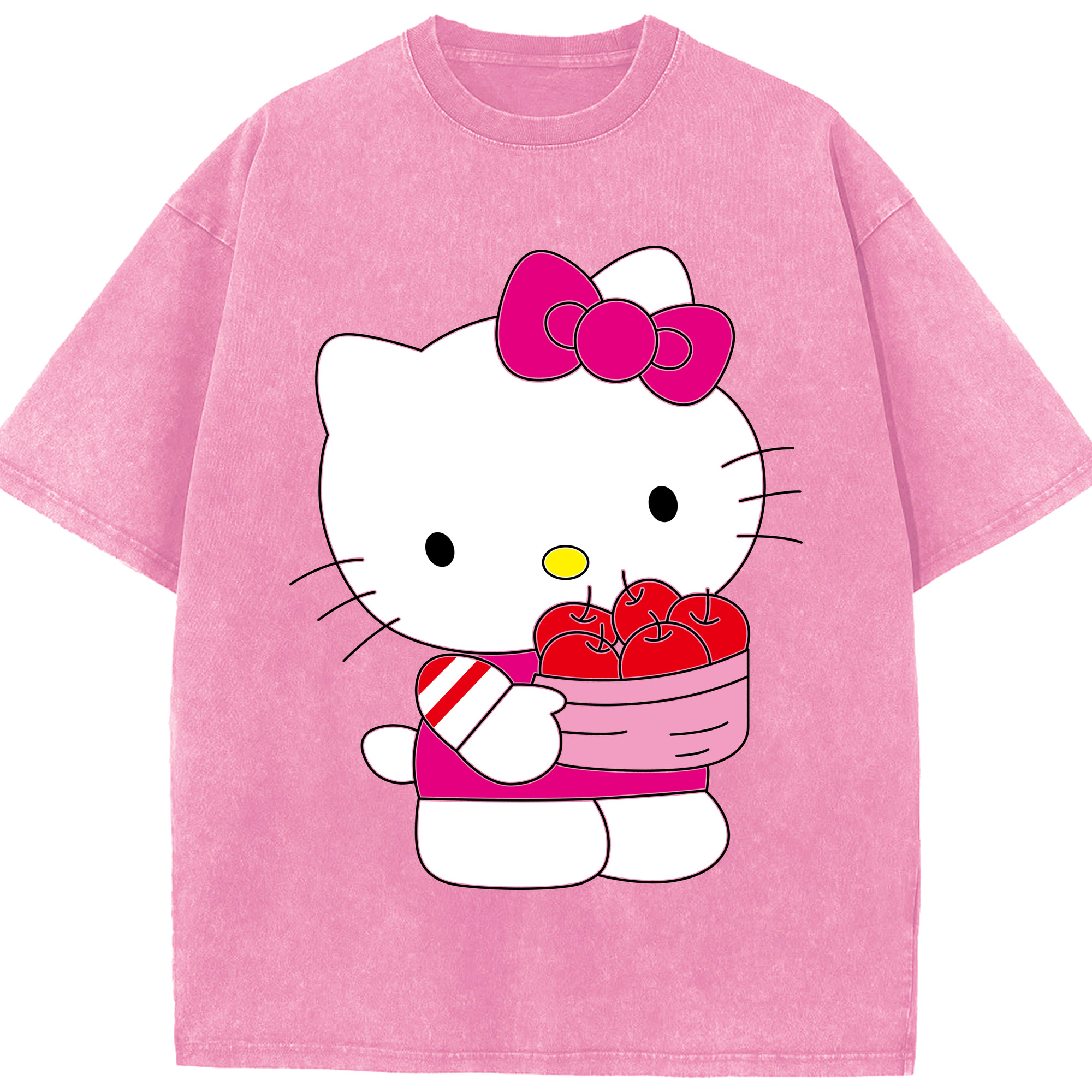 （画像用） Hello Kitty ハローキティ 綿100% ヴィンテージ風 半袖Tシャツ（フロントプリント）